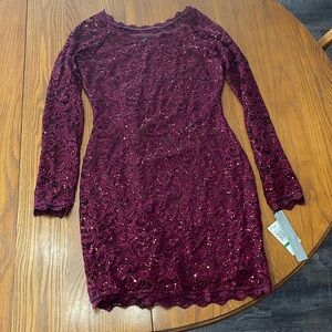 Juniors sequin hearts long sleeve dress